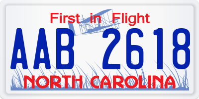 NC license plate AAB2618