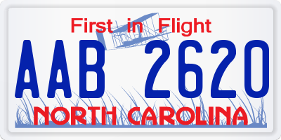 NC license plate AAB2620