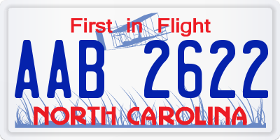 NC license plate AAB2622