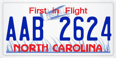 NC license plate AAB2624