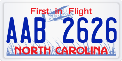 NC license plate AAB2626
