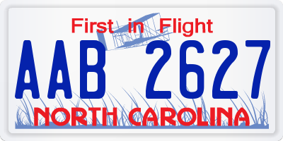 NC license plate AAB2627