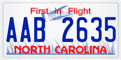 NC license plate AAB2635