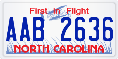 NC license plate AAB2636