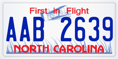 NC license plate AAB2639