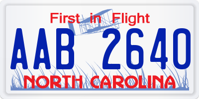 NC license plate AAB2640