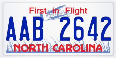 NC license plate AAB2642