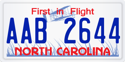 NC license plate AAB2644