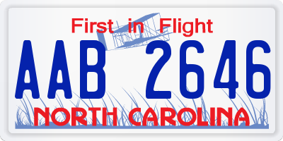 NC license plate AAB2646