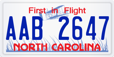 NC license plate AAB2647