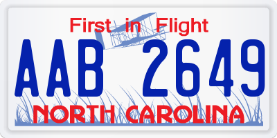 NC license plate AAB2649