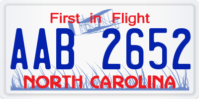 NC license plate AAB2652