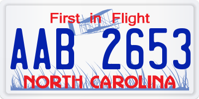 NC license plate AAB2653