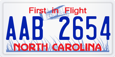 NC license plate AAB2654