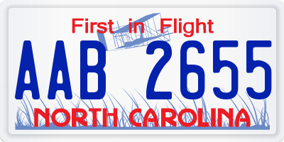 NC license plate AAB2655