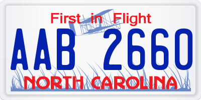 NC license plate AAB2660
