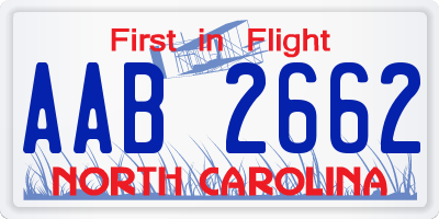 NC license plate AAB2662