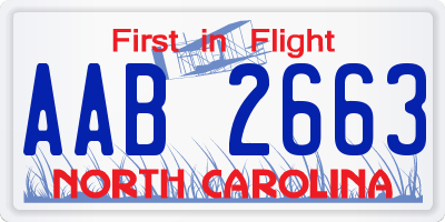 NC license plate AAB2663