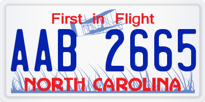 NC license plate AAB2665