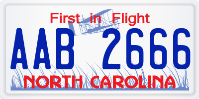 NC license plate AAB2666