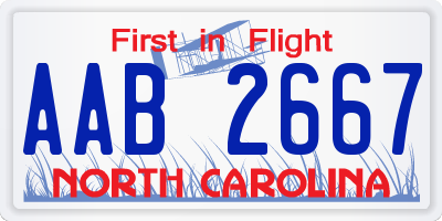 NC license plate AAB2667