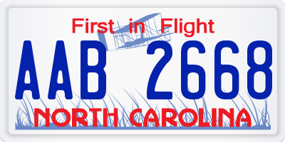 NC license plate AAB2668