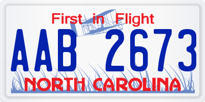 NC license plate AAB2673