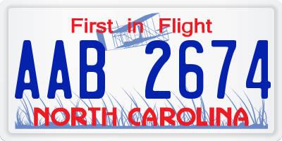 NC license plate AAB2674