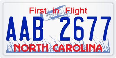 NC license plate AAB2677