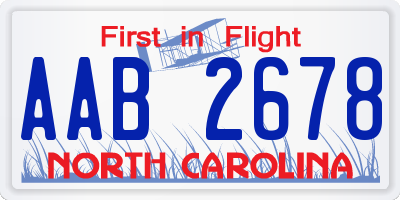 NC license plate AAB2678