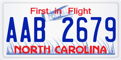 NC license plate AAB2679