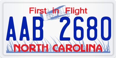 NC license plate AAB2680