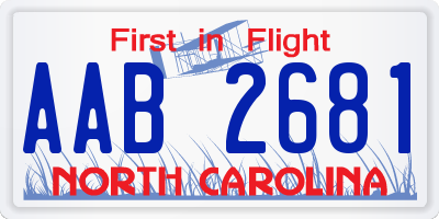 NC license plate AAB2681