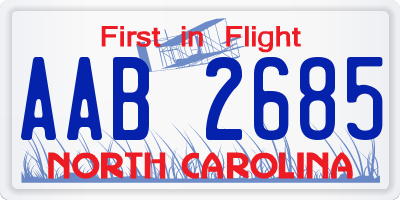 NC license plate AAB2685