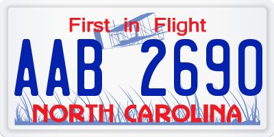 NC license plate AAB2690