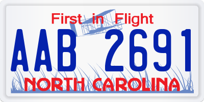 NC license plate AAB2691