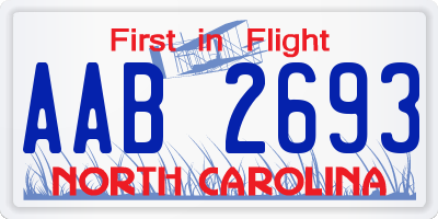 NC license plate AAB2693