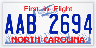 NC license plate AAB2694