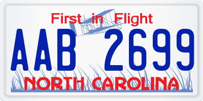 NC license plate AAB2699