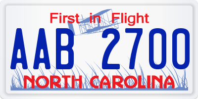 NC license plate AAB2700