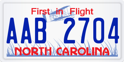 NC license plate AAB2704