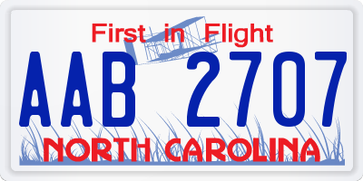 NC license plate AAB2707