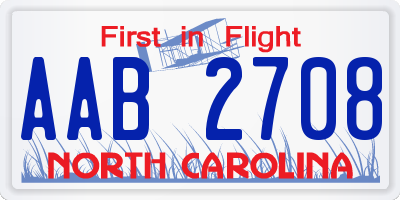 NC license plate AAB2708