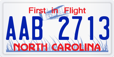 NC license plate AAB2713