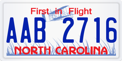 NC license plate AAB2716