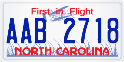 NC license plate AAB2718