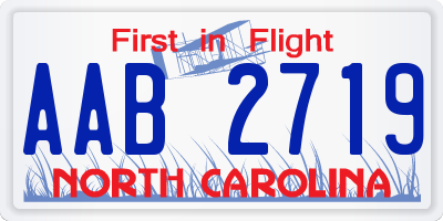 NC license plate AAB2719