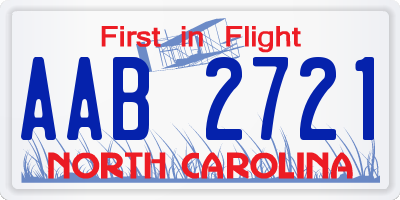 NC license plate AAB2721