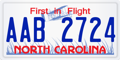 NC license plate AAB2724