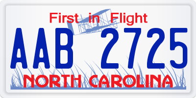 NC license plate AAB2725
